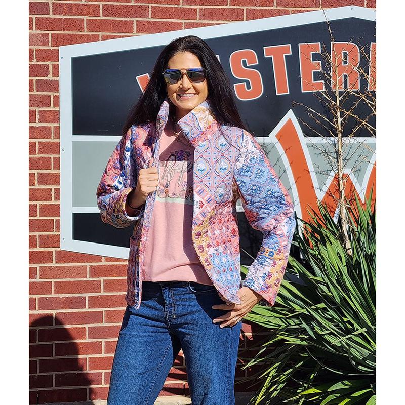 Women's Quilted Coral Patchwork Jacket