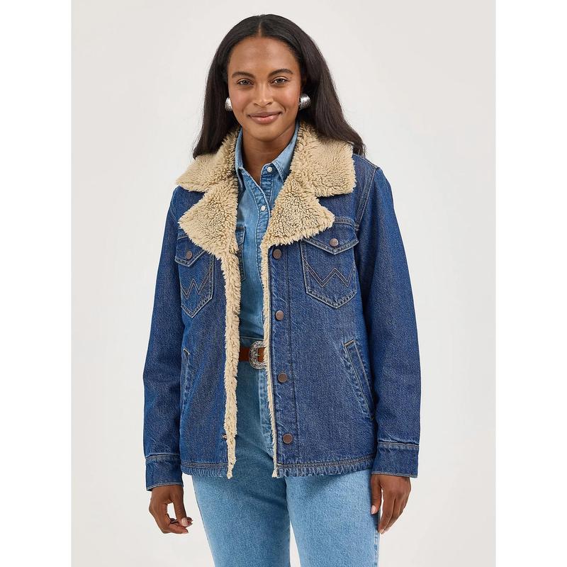 Wrangler Women's Denim Blue Sherpa Lined Jacket