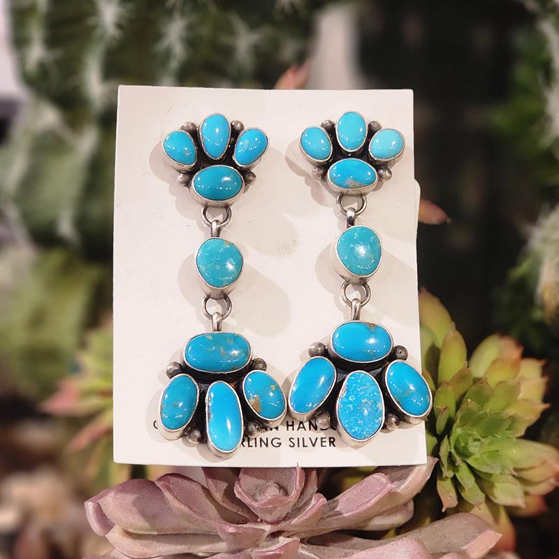 " Jessica " Kingman Turquoise Dangle Earrings