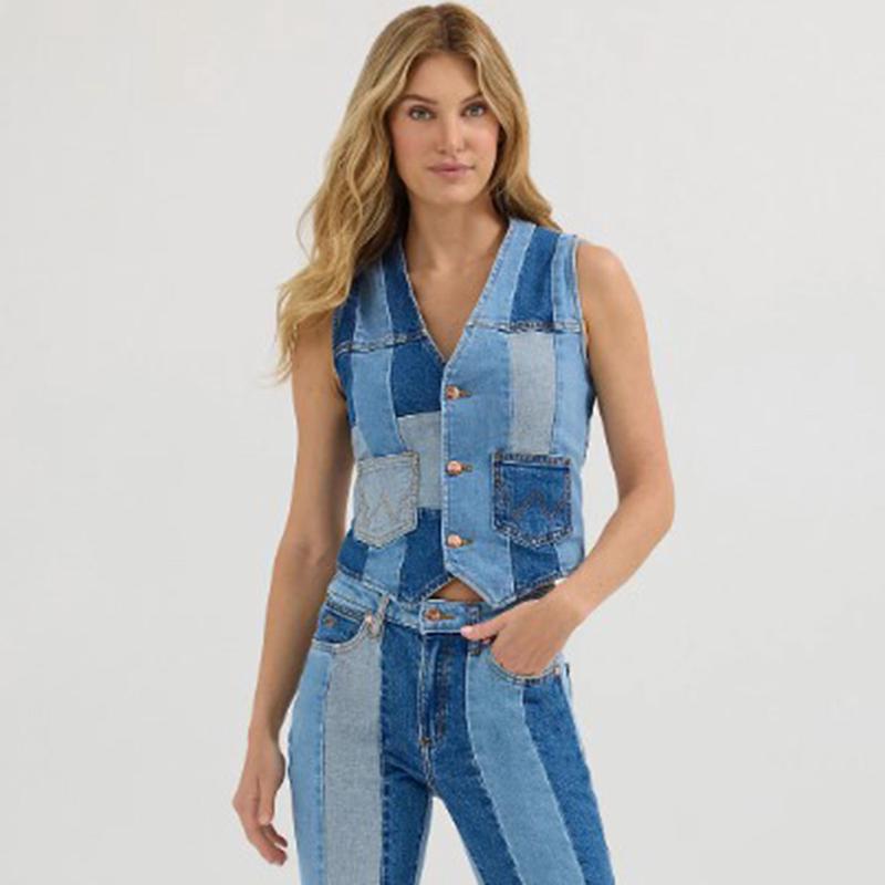 Lainey Wilson Collection from Wrangler - Dentim Patchwork Vest