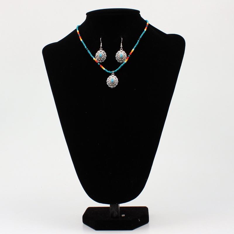 Silver Strike Multicolor Floral Necklace Set