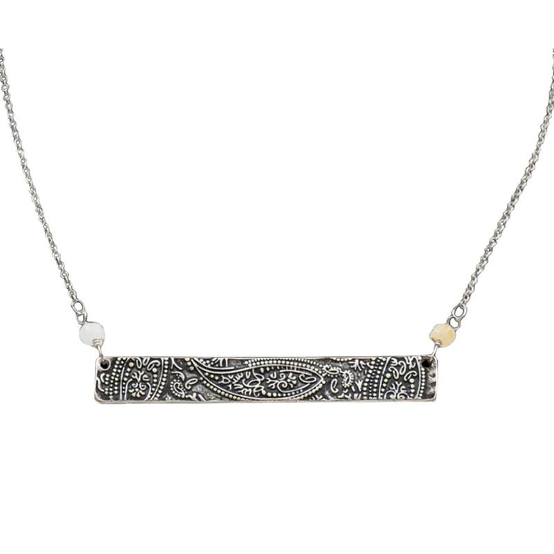 Silver Strike Paisley Bar Necklace