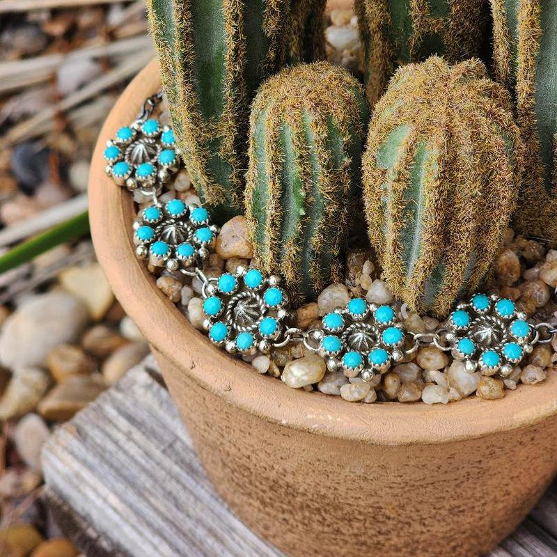 " Callie " Turquoise Cluster Link Bracelet