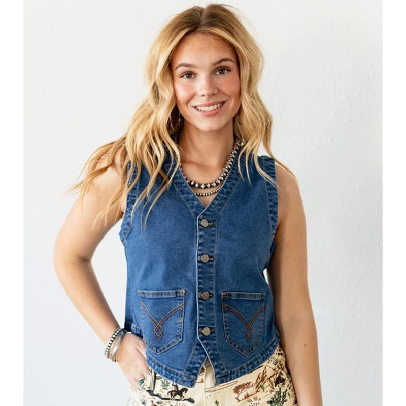 Denim Boot Stitch Vest
