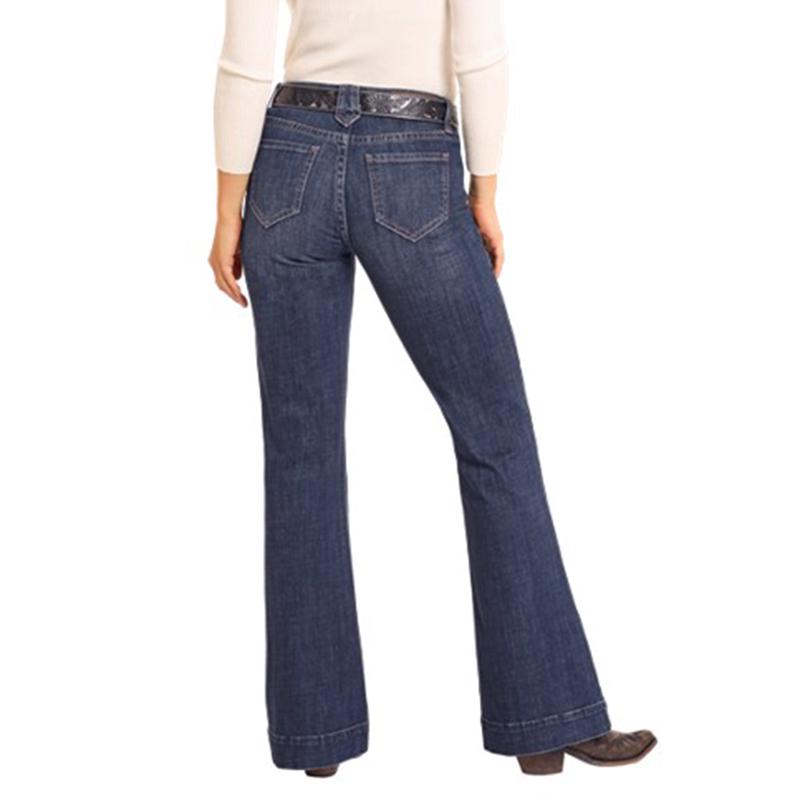 Rock & Roll Denim Diamond Loop Mid Rise Trousers