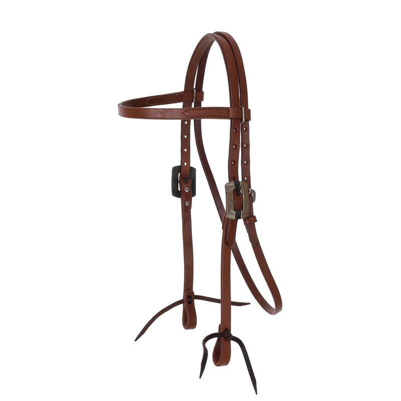 Showman Oiled Headstall With Engraved Buckles