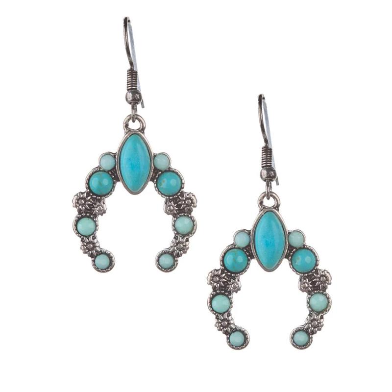 Silver Strike Turquoise Squash Blossom Earrings