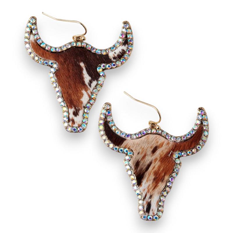 Silver Strike Women's Calf Hair Cow Earrings