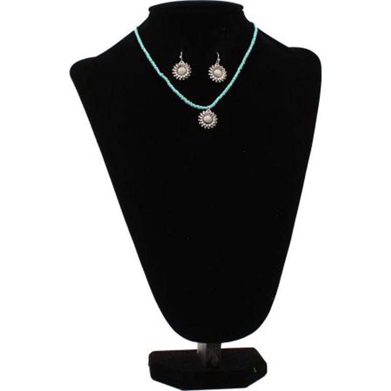 Turquoise Beaded Sunflower Set