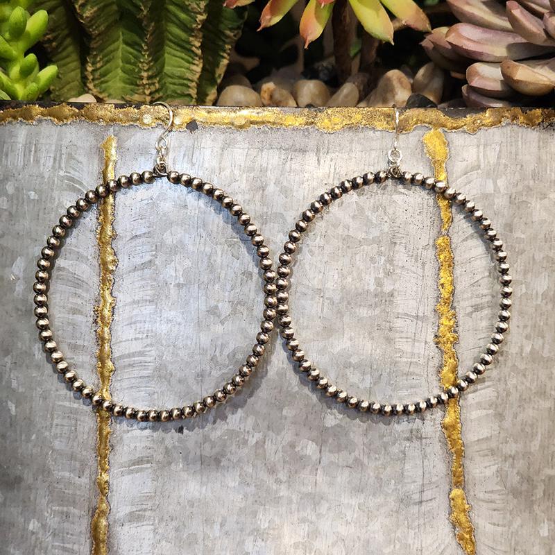 " Faith " Large 3mm Navajo Pearl Earrings