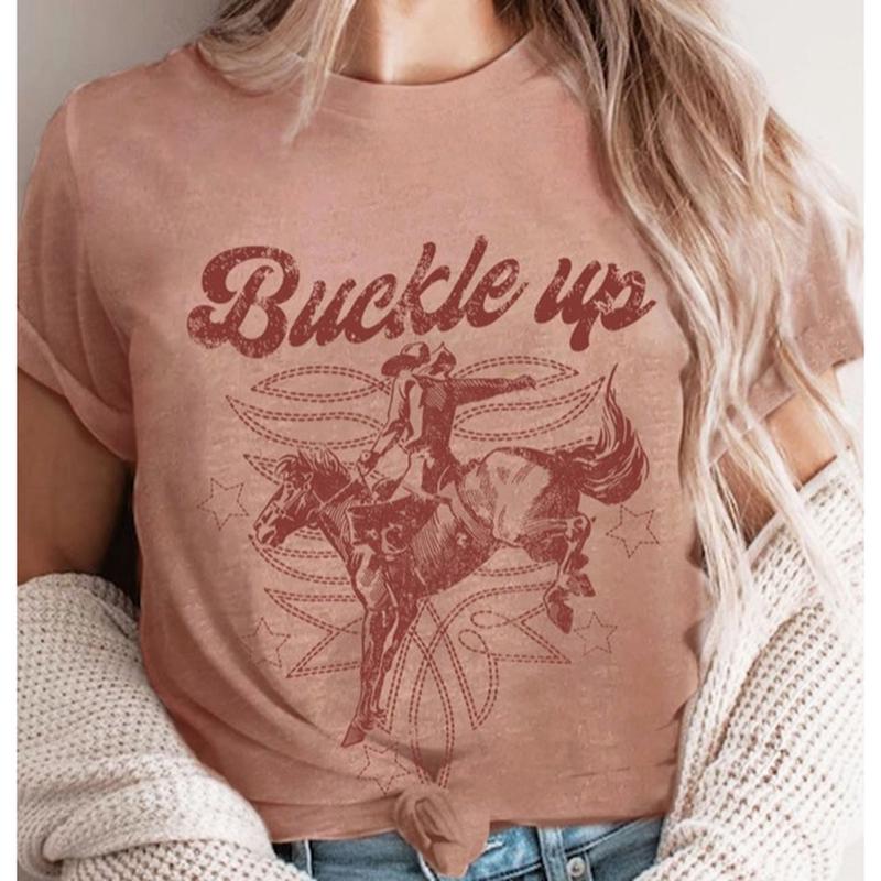 Mauve Buckle Up Bronc Tee