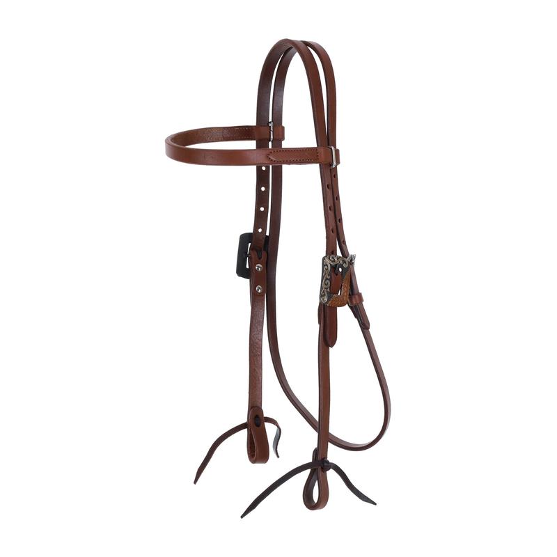 Showman Oiled Harness Leather Browband Headstall