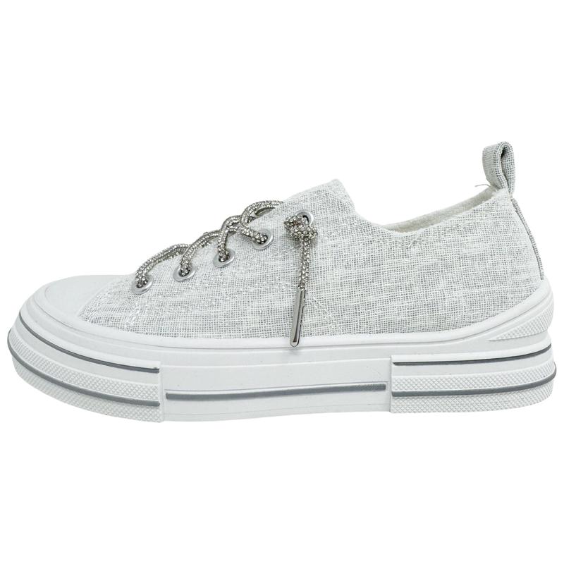 Very G Women's White Canvas Sparkle Laces Aman