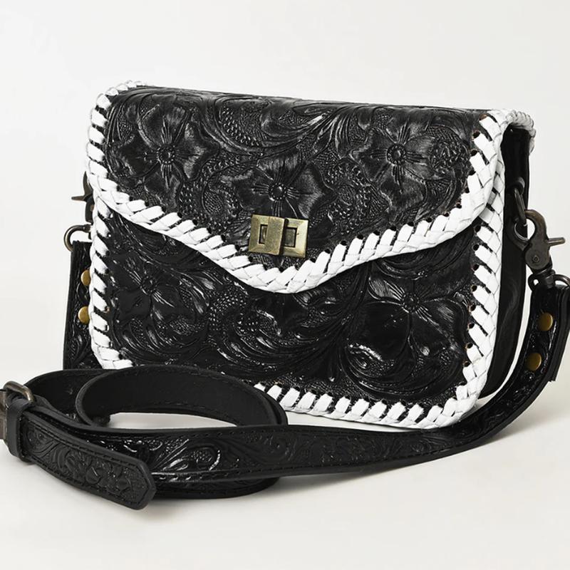 American Darling Black Tooled Leather Handbag