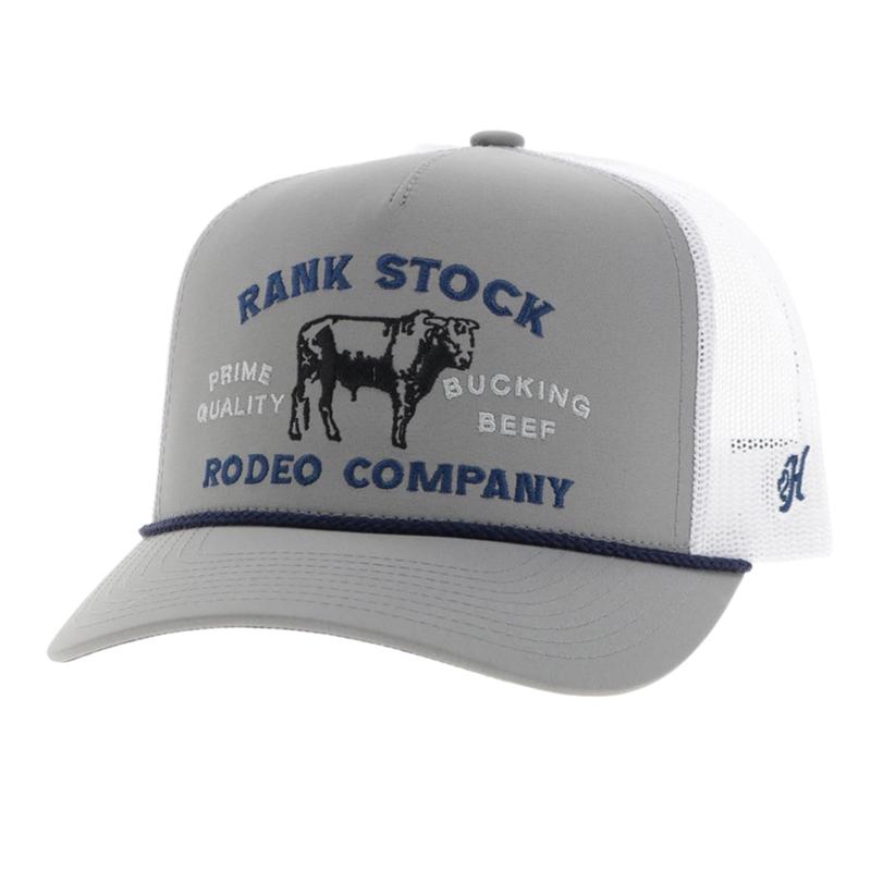 Hooey Grey & White Rank Stock Cap