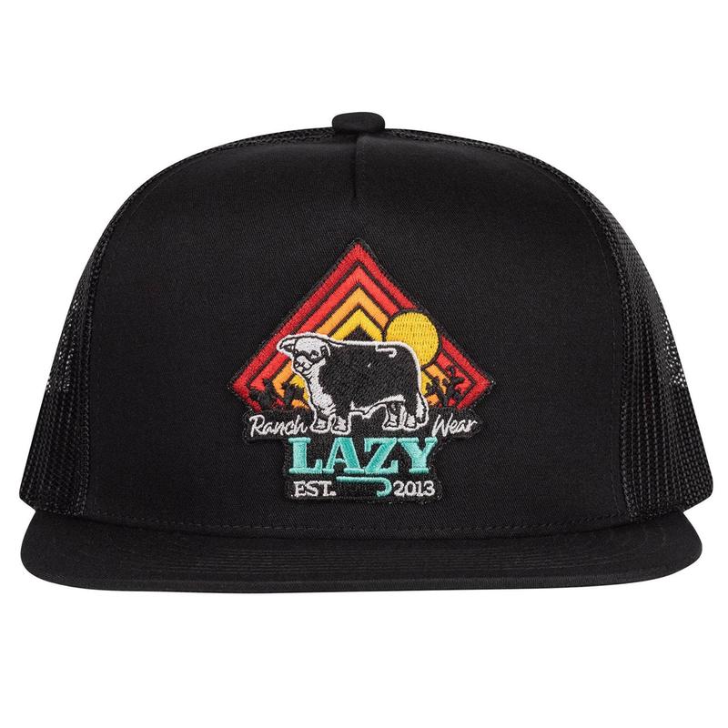 Lazy J Black Cactus Sunrise Graphic Patch Cap