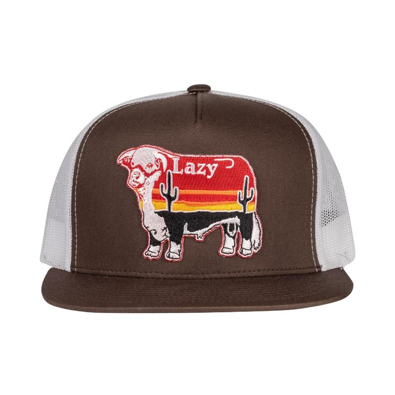 Lazy J Brown & White Sunrise Bull Cap