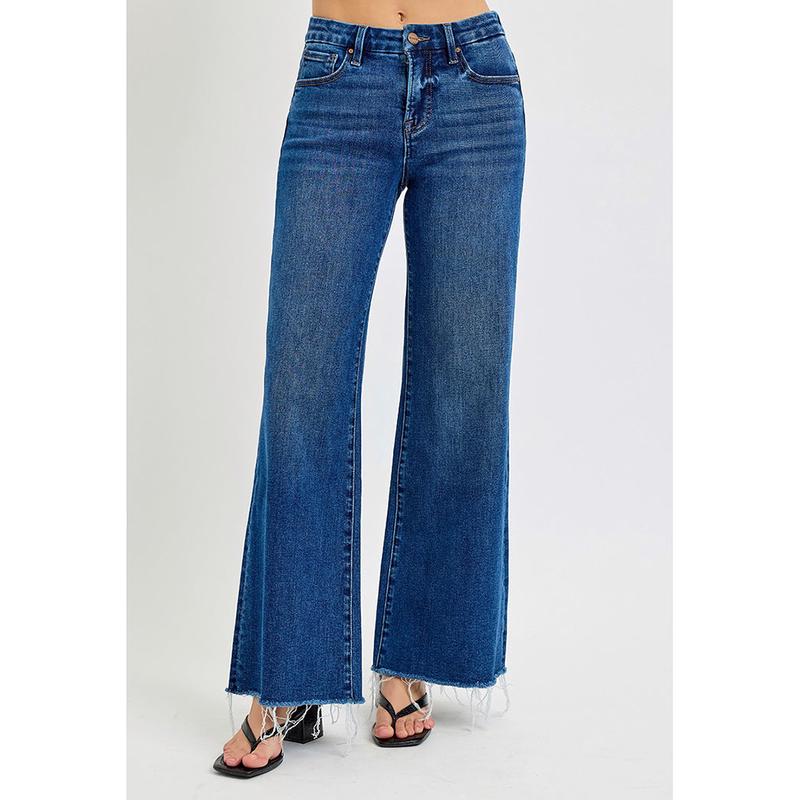 Risen Tummy Control Mid Rise Wide Leg Jeans