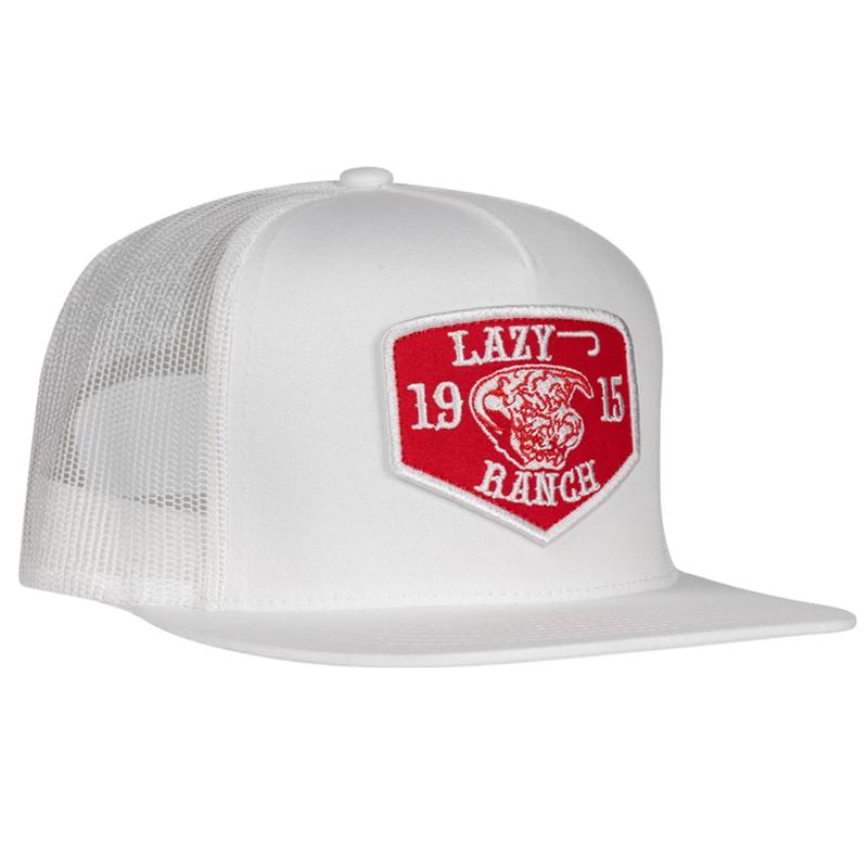 Lazy J White With Red Ranch Patch Classic Trucker Cap