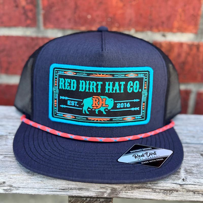Red Dirt Navy & Black Tarnation Hat With Turquoise & Orange Logo