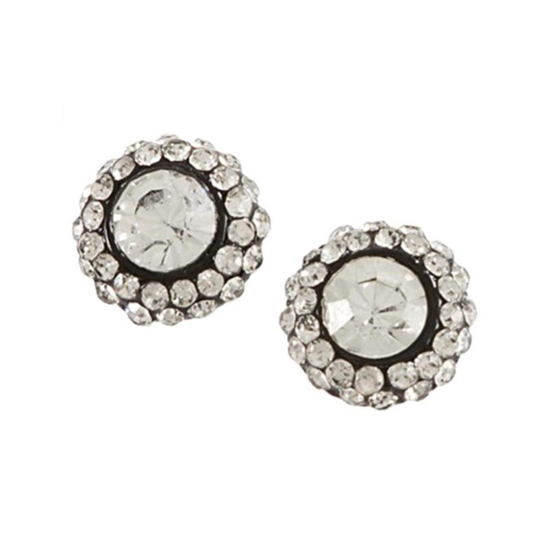 Blazin Roxx Large Clear Crystal Rhinestone Ball Stud Earrings