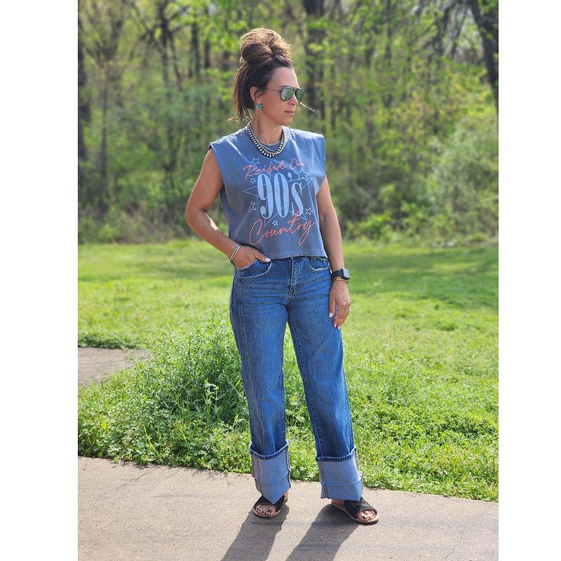 Vervet High Rise Cuffed Baggy Wide Leg