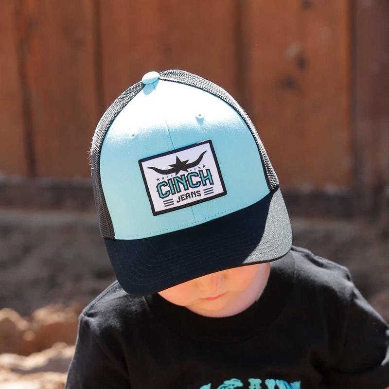 Cinch Flexfit Youth Turquoise Trucker Cap