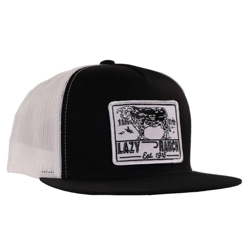 Lazy J Ranch Black/White Bull Trap Classic 5 Panel Trucker Cap