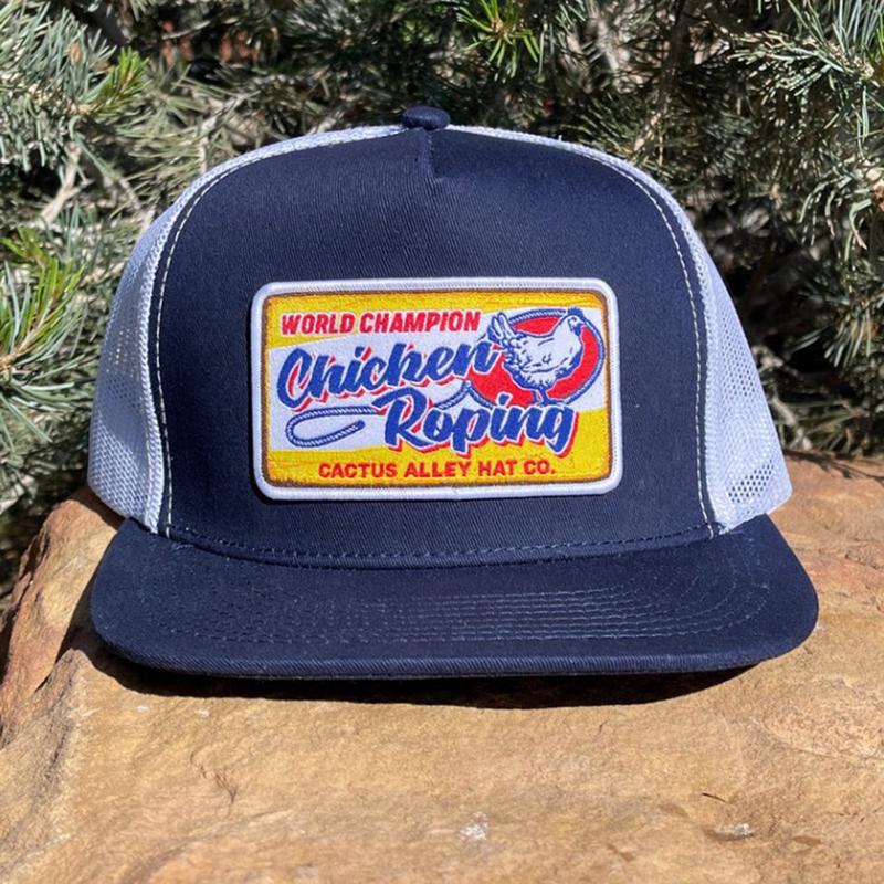Navy/White Chicken Roping Snapback Cap