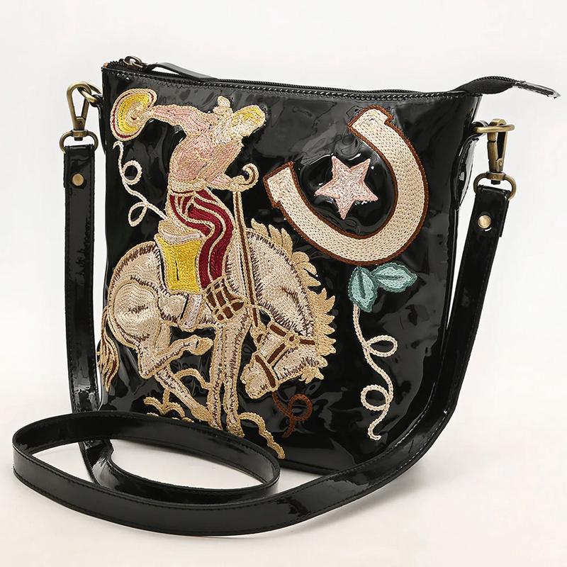 American Darling Black Retro Bronc Crossbody