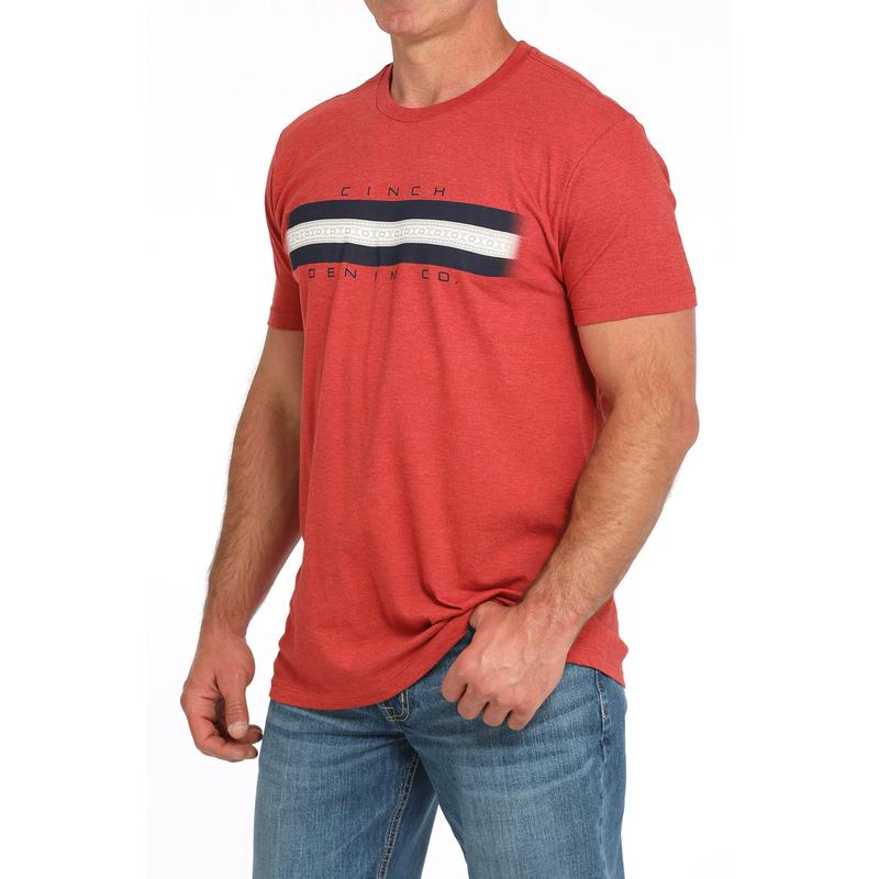 Cinch Men's Red Short Sleeve Graphic Tee