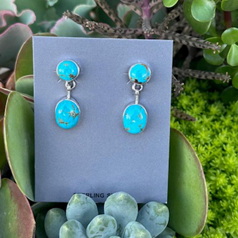 "Maeve" 2 Stone Drop Kingman Earrings