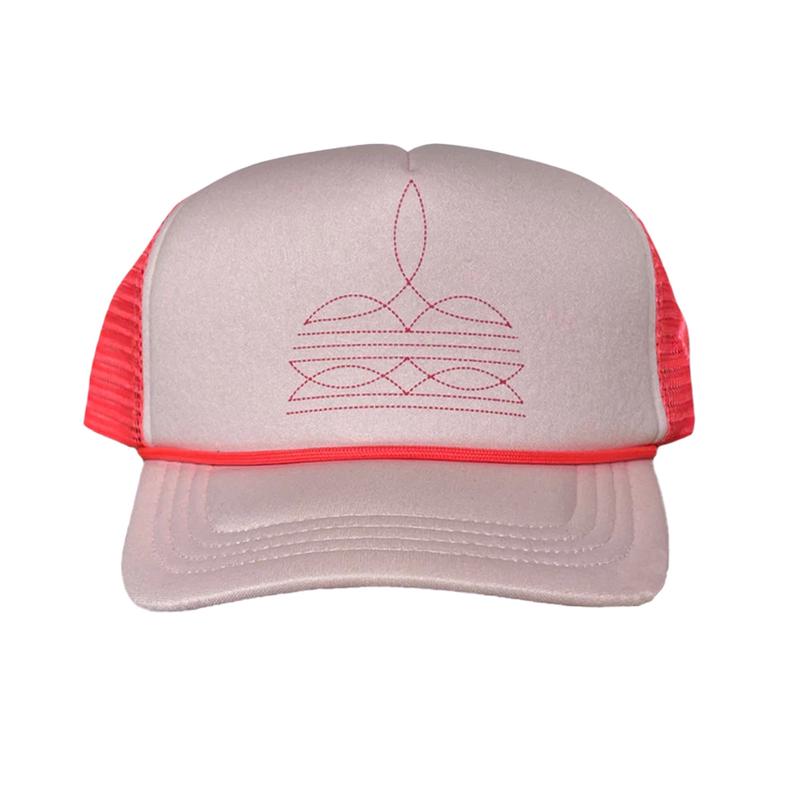 Pink Boot Stitch Foam Trucker Cap