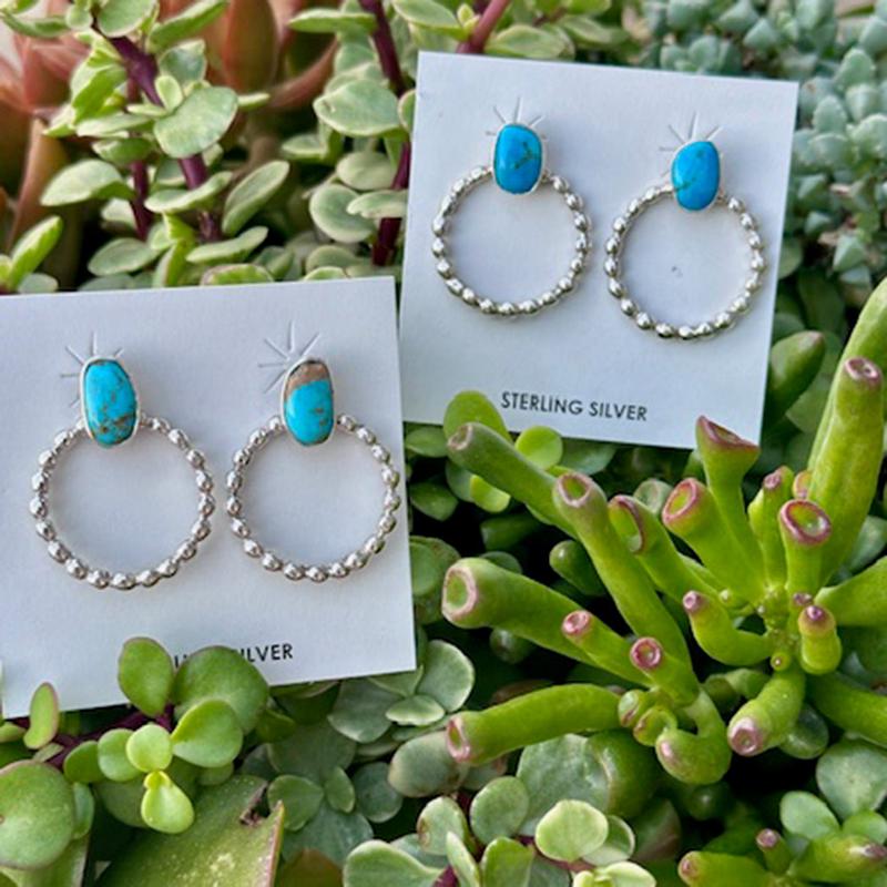 "Leigh" Modern Sterling and Kingman Earrings