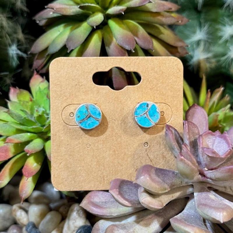 "Liza" Round Kingman Inlay Studs