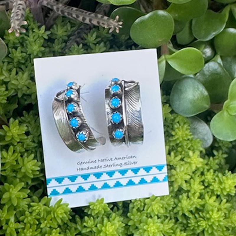 "Sarah" Feather Hoop Earrings