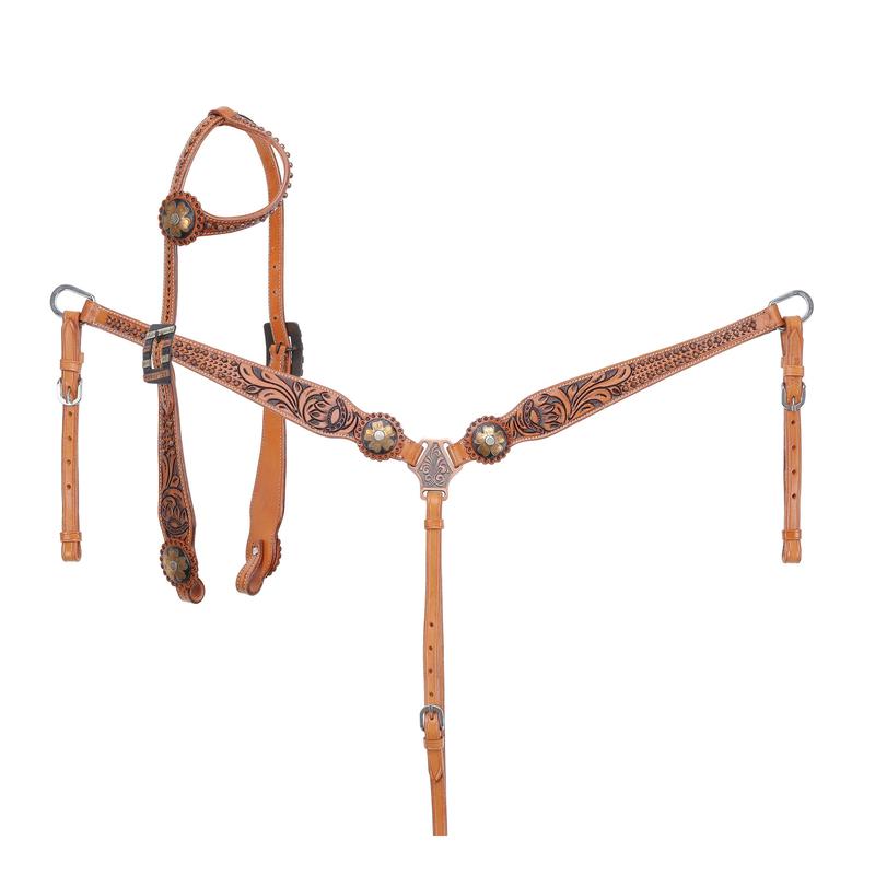 Showman Wild Daisy One Ear Headstall & Breast Collar