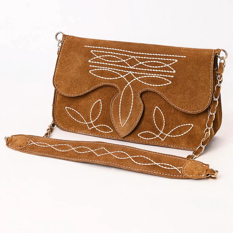 American Darling Brown Suede Boot Stitch Purse
