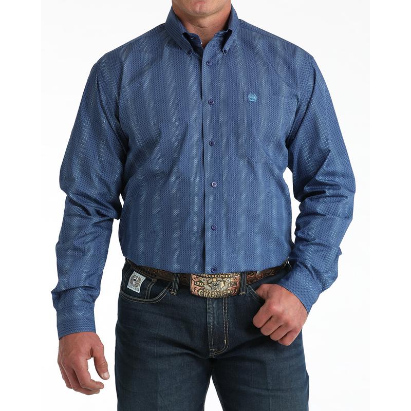 Cinch Men's Royal Blue Geo Shirt