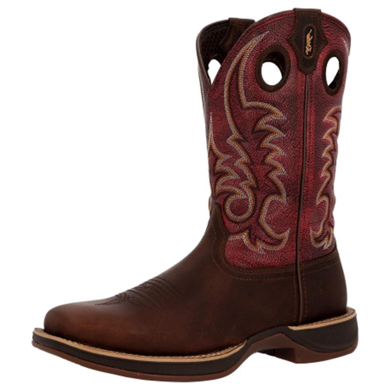 Durango Brown And Red Rebel Ultra Light Square Toe