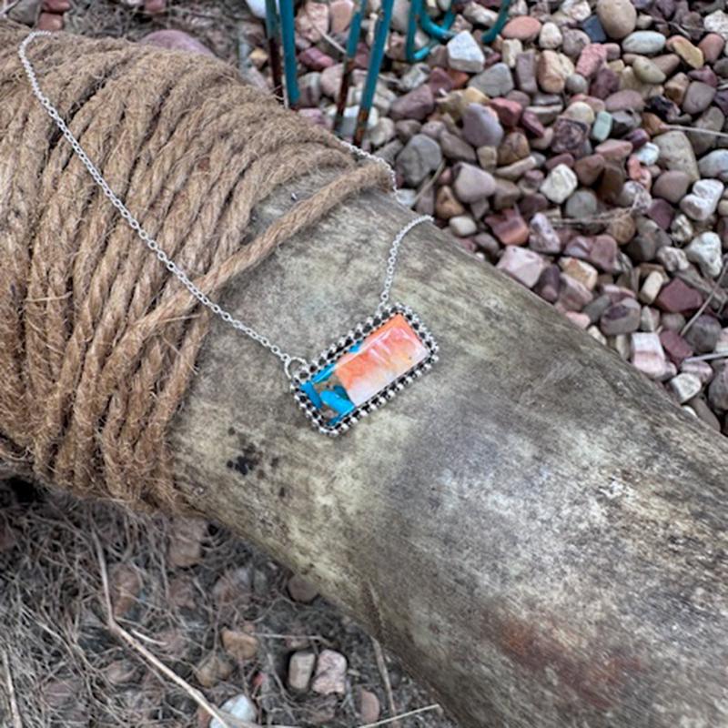 "Joe" Spiny Turquoise Small Bar Necklace