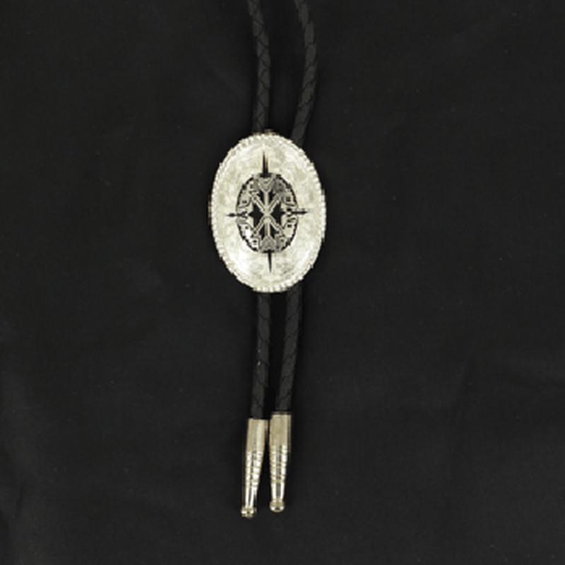 Silver Black Bolo Tie