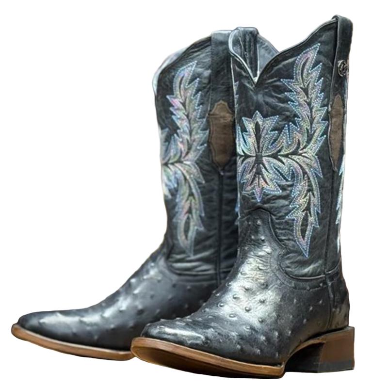 Tanner Mark Matte Black Ostrich Round Toe