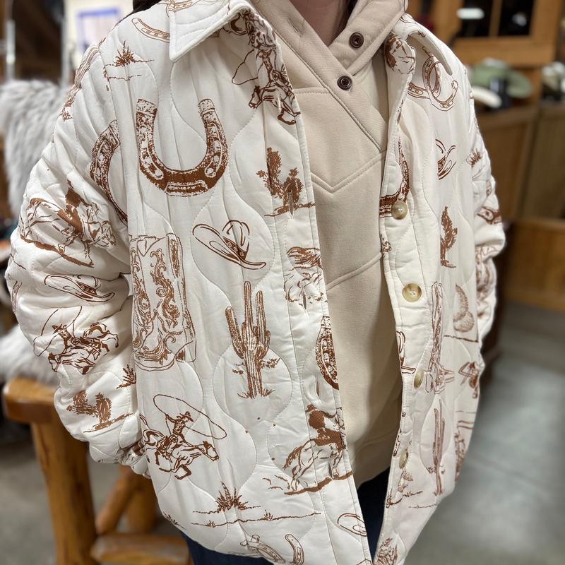 White Cowboy Quilted Shacket