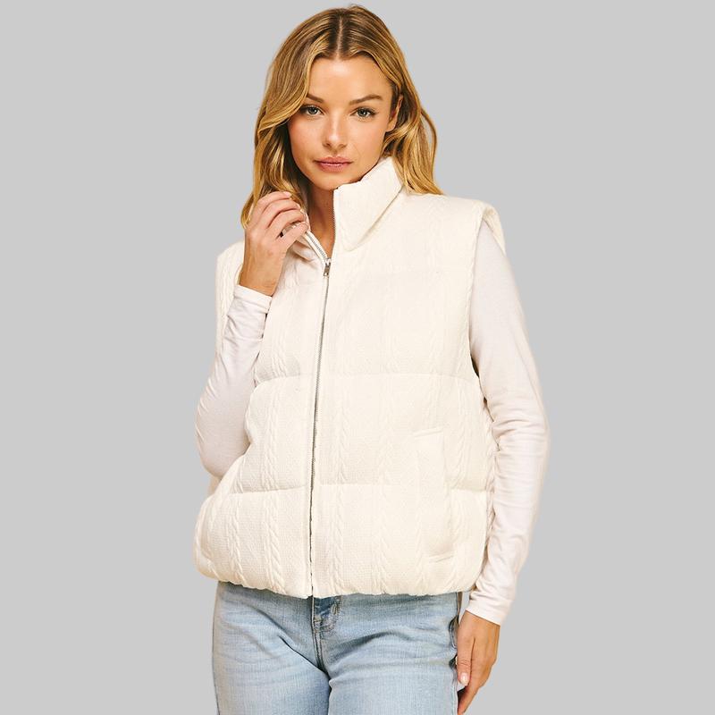 White Knit Quilted Vest