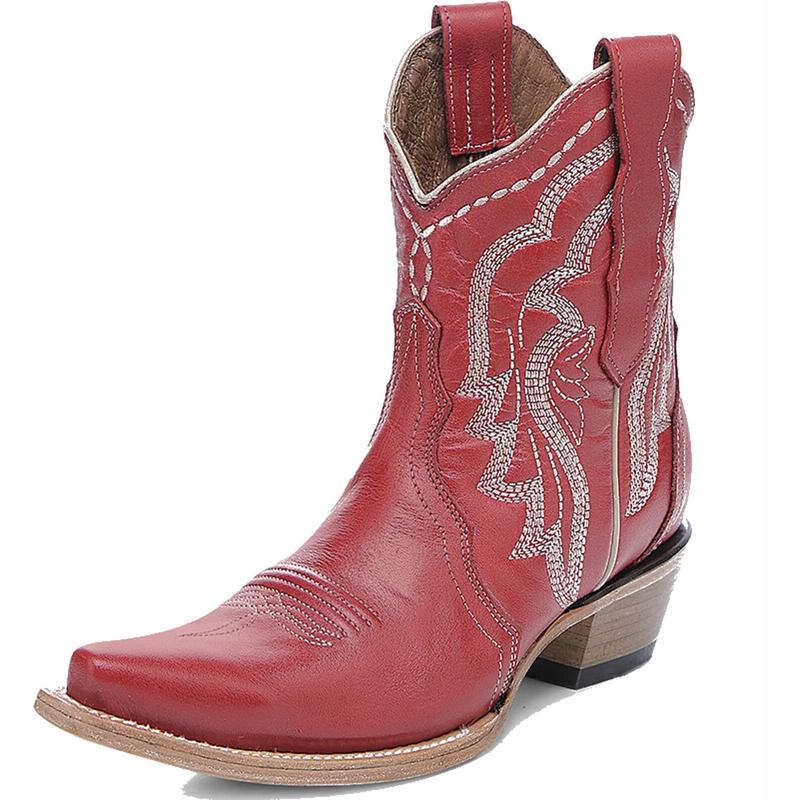 Circle G Red with White Stitching Bootie